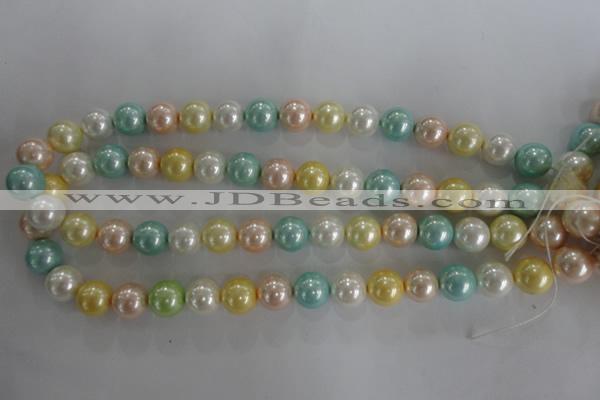 CSB1098 15.5 inches 12mm round mixed color shell pearl beads