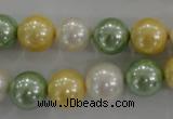 CSB1102 15.5 inches 12mm round mixed color shell pearl beads