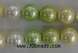 CSB1104 15.5 inches 12mm round mixed color shell pearl beads