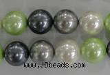 CSB1105 15.5 inches 12mm round mixed color shell pearl beads