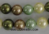 CSB1107 15.5 inches 12mm round mixed color shell pearl beads