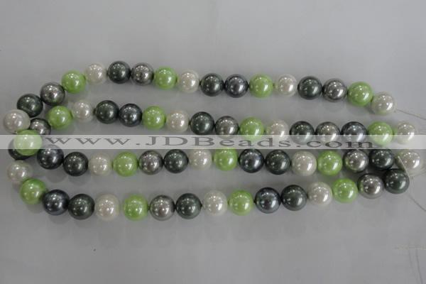 CSB1113 15.5 inches 12mm round mixed color shell pearl beads