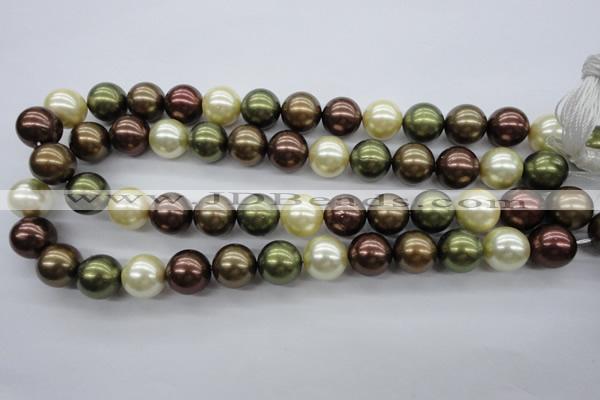 CSB1128 15.5 inches 14mm round mixed color shell pearl beads