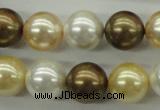 CSB1131 15.5 inches 14mm round mixed color shell pearl beads