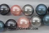 CSB1139 15.5 inches 14mm round mixed color shell pearl beads