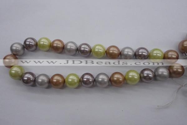 CSB1155 15.5 inches 16mm round mixed color shell pearl beads