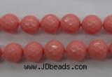 CSB1178 15.5 inches 10mm faceted round shell pearl beads