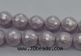 CSB1181 15.5 inches 8mm faceted round shell pearl beads