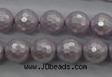 CSB1183 15.5 inches 12mm faceted round shell pearl beads