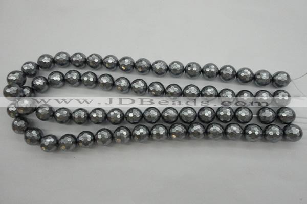 CSB1202 15.5 inches 12mm faceted round shell pearl beads