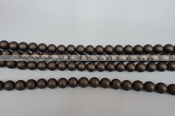 CSB1330 15.5 inches 4mm matte round shell pearl beads wholesale