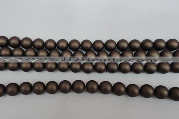 CSB1332 15.5 inches 8mm matte round shell pearl beads wholesale