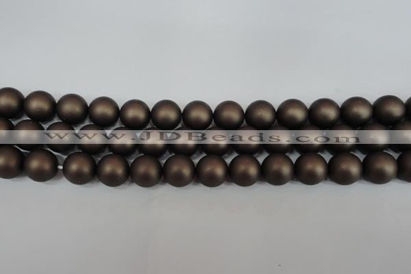 CSB1333 15.5 inches 10mm matte round shell pearl beads wholesale