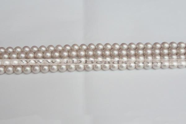 CSB1355 15.5 inches 4mm matte round shell pearl beads wholesale