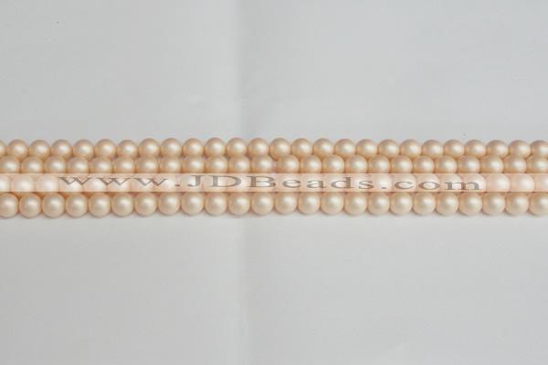 CSB1360 15.5 inches 4mm matte round shell pearl beads wholesale