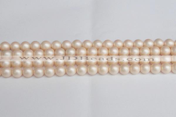 CSB1363 15.5 inches 10mm matte round shell pearl beads wholesale