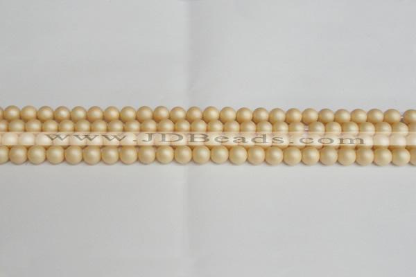 CSB1375 15.5 inches 4mm matte round shell pearl beads wholesale