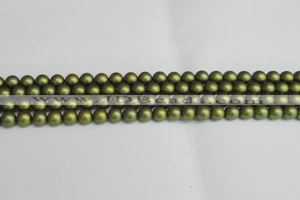 CSB1397 15.5 inches 8mm matte round shell pearl beads wholesale