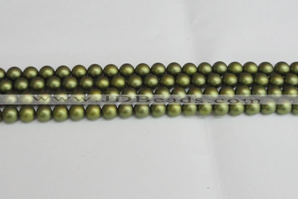 CSB1398 15.5 inches 10mm matte round shell pearl beads wholesale