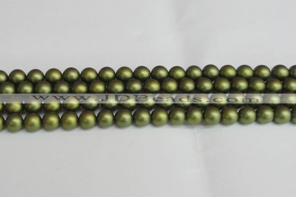 CSB1399 15.5 inches 12mm matte round shell pearl beads wholesale