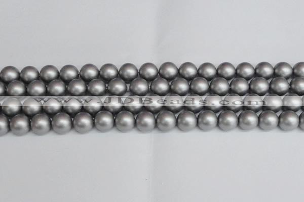 CSB1444 15.5 inches 12mm matte round shell pearl beads wholesale