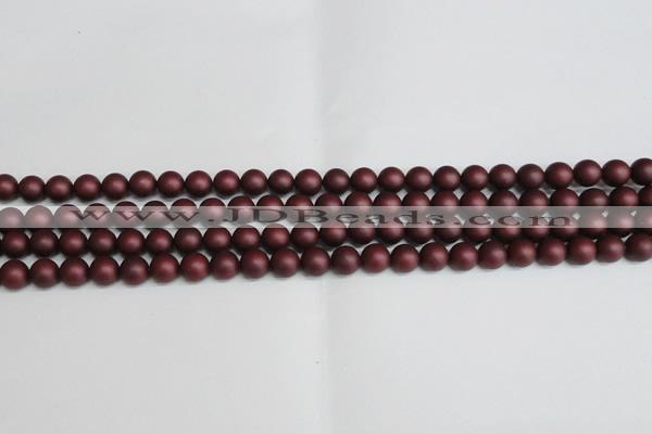 CSB1450 15.5 inches 4mm matte round shell pearl beads wholesale