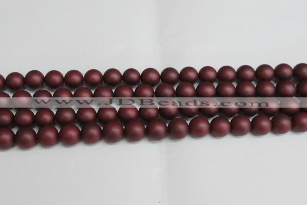 CSB1454 15.5 inches 12mm matte round shell pearl beads wholesale