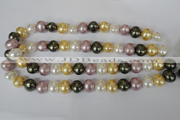 CSB156 15.5 inches 12*15mm – 13*16mm oval mixed color shell pearl beads