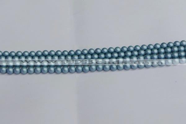 CSB1710 15.5 inches 4mm round matte shell pearl beads wholesale