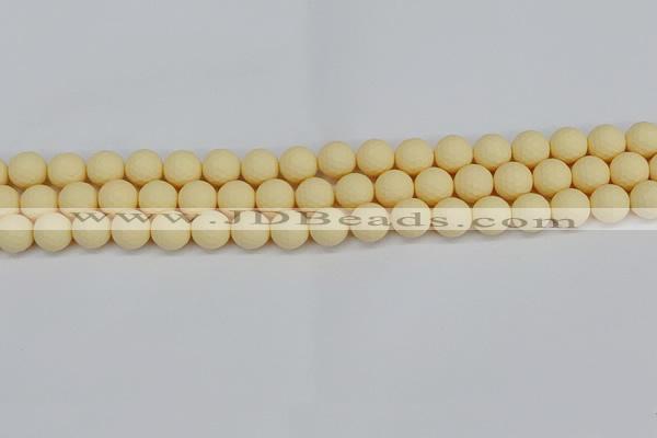 CSB1801 15.5 inches 6mm faceetd round matte shell pearl beads