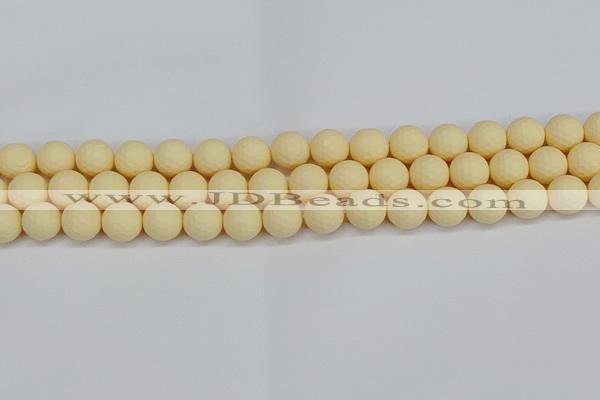 CSB1802 15.5 inches 8mm faceetd round matte shell pearl beads