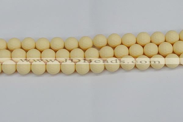 CSB1804 15.5 inches 12mm faceetd round matte shell pearl beads