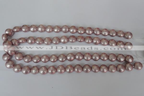 CSB181 15.5 inches 12mm flat round shell pearl beads wholesale