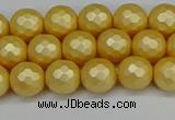 CSB1811 15.5 inches 6mm faceetd round matte shell pearl beads