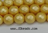 CSB1812 15.5 inches 8mm faceetd round matte shell pearl beads