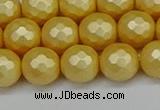 CSB1813 15.5 inches 10mm faceetd round matte shell pearl beads