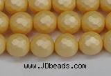 CSB1822 15.5 inches 8mm faceetd round matte shell pearl beads