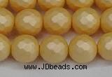 CSB1824 15.5 inches 12mm faceetd round matte shell pearl beads