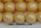 CSB1825 15.5 inches 14mm faceetd round matte shell pearl beads