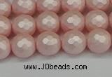 CSB1832 15.5 inches 8mm faceetd round matte shell pearl beads