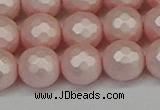 CSB1834 15.5 inches 12mm faceetd round matte shell pearl beads