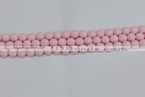 CSB1841 15.5 inches 6mm faceetd round matte shell pearl beads