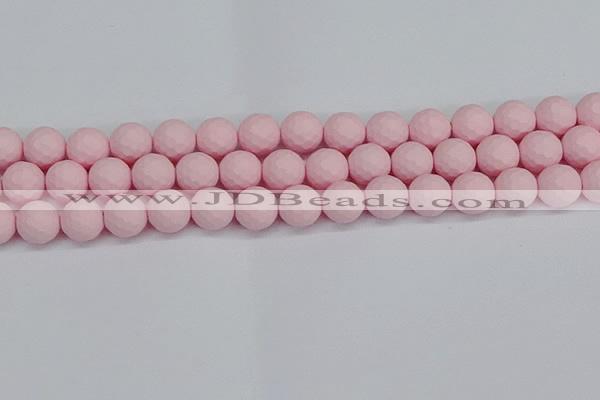 CSB1843 15.5 inches 10mm faceetd round matte shell pearl beads