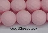 CSB1845 15.5 inches 14mm faceetd round matte shell pearl beads