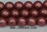 CSB1861 15.5 inches 6mm faceetd round matte shell pearl beads