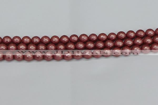 CSB1862 15.5 inches 8mm faceetd round matte shell pearl beads