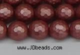 CSB1863 15.5 inches 10mm faceetd round matte shell pearl beads