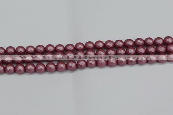 CSB1871 15.5 inches 6mm faceetd round matte shell pearl beads