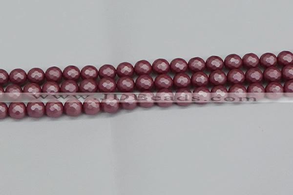 CSB1872 15.5 inches 8mm faceetd round matte shell pearl beads