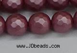 CSB1875 15.5 inches 14mm faceetd round matte shell pearl beads